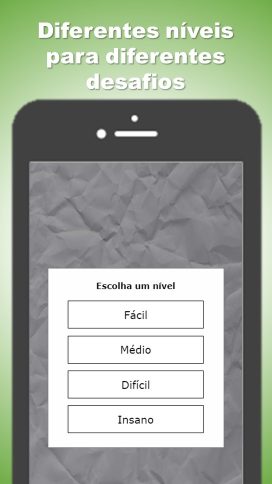 Escolha de nível: fácil, médio, difícil e insano