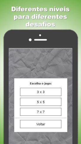 Escolha do tabuleiro: 3x3, 5x5 ou 7x7